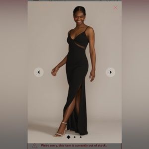 Illusion cutout stretch crepe sheath with slit, black